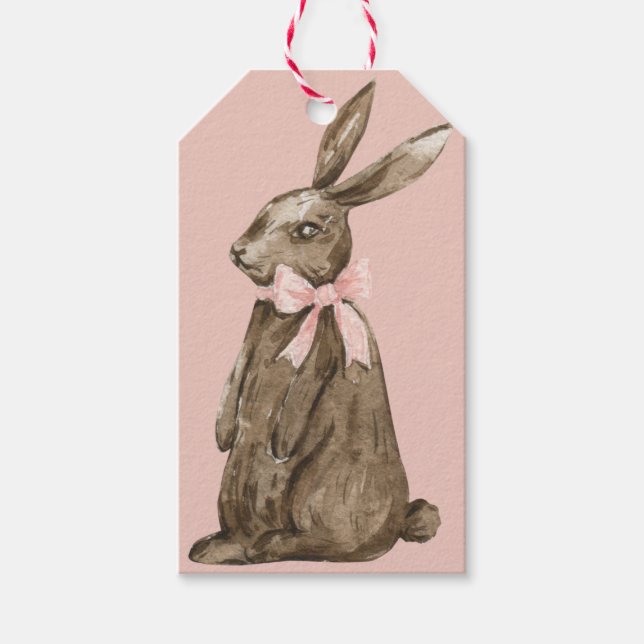 Étiquettes-cadeau Lapin de Pâques en chocolat (Devant)