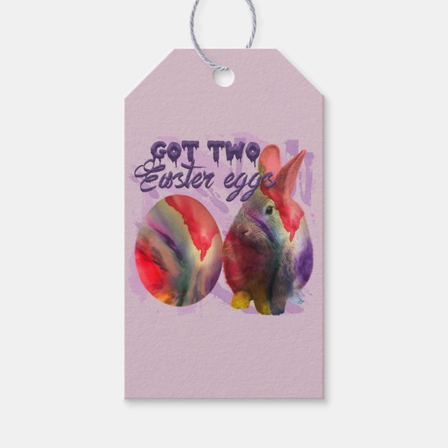 Étiquettes-cadeau Lapin De Pâques Et Oeuf Peint (Devant)