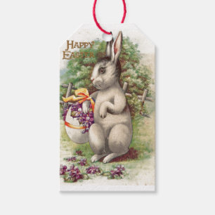 Étiquettes-cadeau Lapin de Pâques heureux