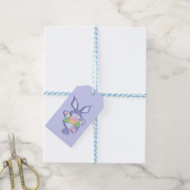 Étiquettes-cadeau Lapin de Pâques pourpre de danse (Avec de laficelle)