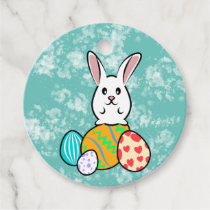 Étiquettes Cadeau Lapin de Pâques sur les oeufs de Pâques