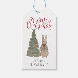 Étiquettes-cadeau Lapin d'hiver de livre d'histoires Étiquettes-ca
