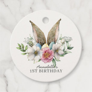 Étiquettes Cadeau Lapin Floral Oreille Anniversaire Merci