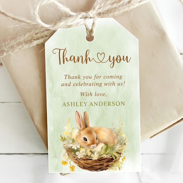 Étiquettes-cadeau Lapin Floral Printemps Quelques Lapin 1er Annivers (Créateur téléchargé)