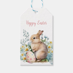 Étiquettes-cadeau Lapin & Oeuf Floral