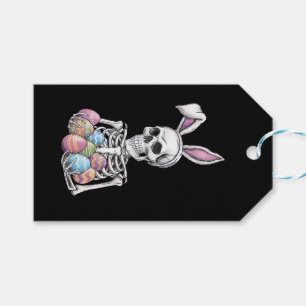 Étiquettes-cadeau Lapin squelette tenant des œufs de Pâques Lapin dr