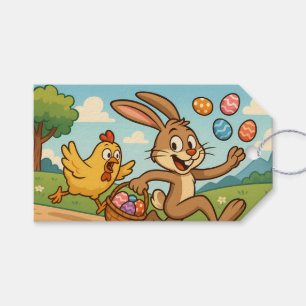 Étiquettes-cadeau Lapin Steals Oeufs de poulet Retro Style Pâques