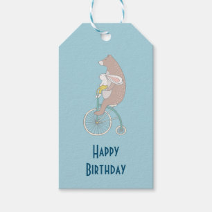 Étiquettes-cadeau Lapin Whimsical et ours équitation ensemble Annive