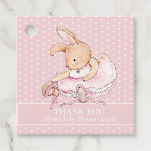 Étiquettes Cadeau Lapine ballerine tutu rose points Baby Shower
