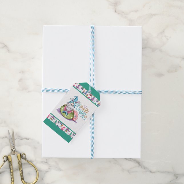 Étiquettes-cadeau Lapins de Pâques Gnomes (Avec de laficelle)