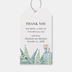 Étiquettes-cadeau L'aquarelle succulent mariage. Cactus merci