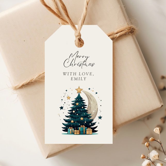 Étiquettes-cadeau L'Arbre De Noël Étoiles La Lune (Créateur téléchargé)