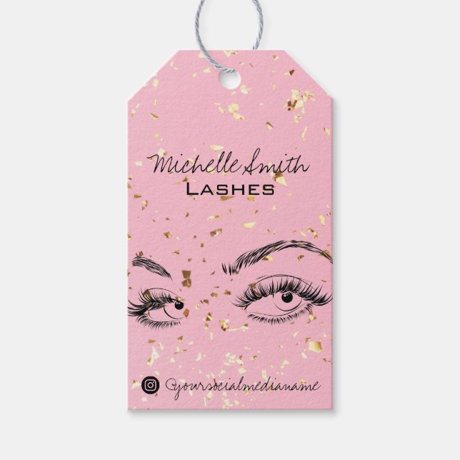Étiquettes-cadeau Lash extension Lashes Gold Parties scintillant Kit (Devant)