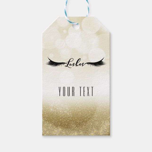 Étiquettes-cadeau Lashes Gold Sparkle Glamor Eyelashes Beauté chic (Devant)