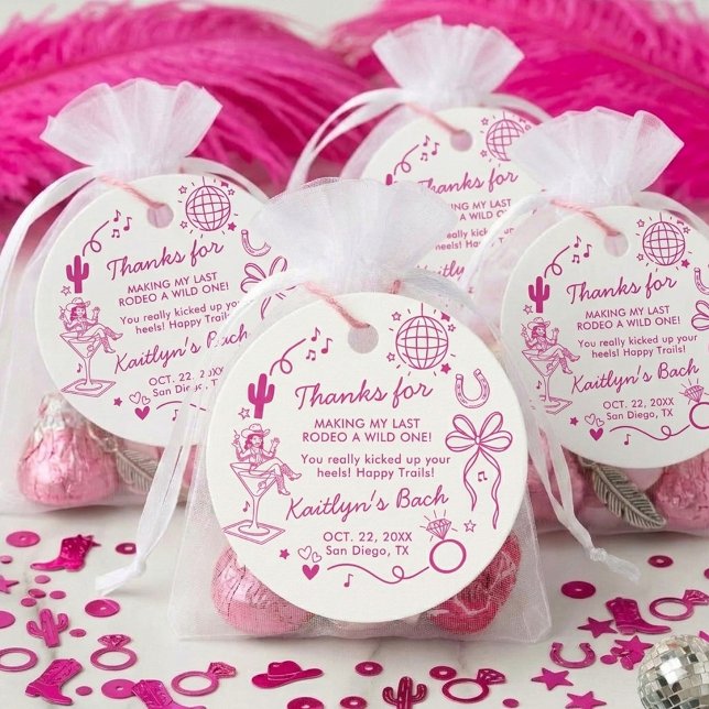 Étiquettes Cadeau Last Rodeo Disco Cowgirl Bachelorette Party (Créateur téléchargé)