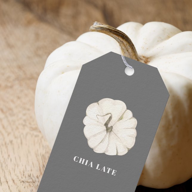 Étiquettes-cadeau Latte au Chia Blanc & Gris à l'Aquarelle et Épices (Créateur téléchargé)