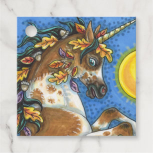 ÉTIQUETTES CADEAU L'AUTOMNE PARTE SUR UN STALLION UNICORN, REARRÊTAN