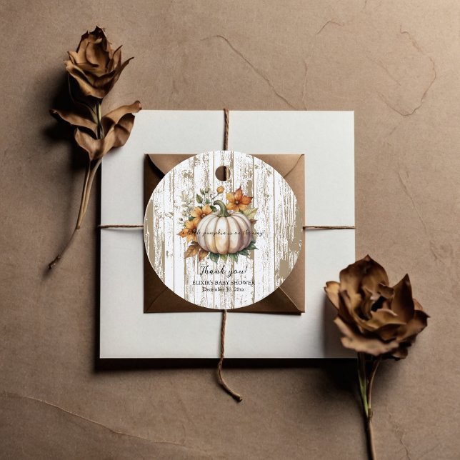 Étiquettes Cadeau L'Automne Rustique Laisse Petit Baby shower Citrou (Créateur téléchargé)