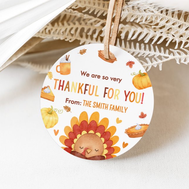 Étiquettes Cadeau L'automne Turquie Citrouille Thanksgiving (Turkey Pumpkin Autumn Thanksgiving Favor Tags)