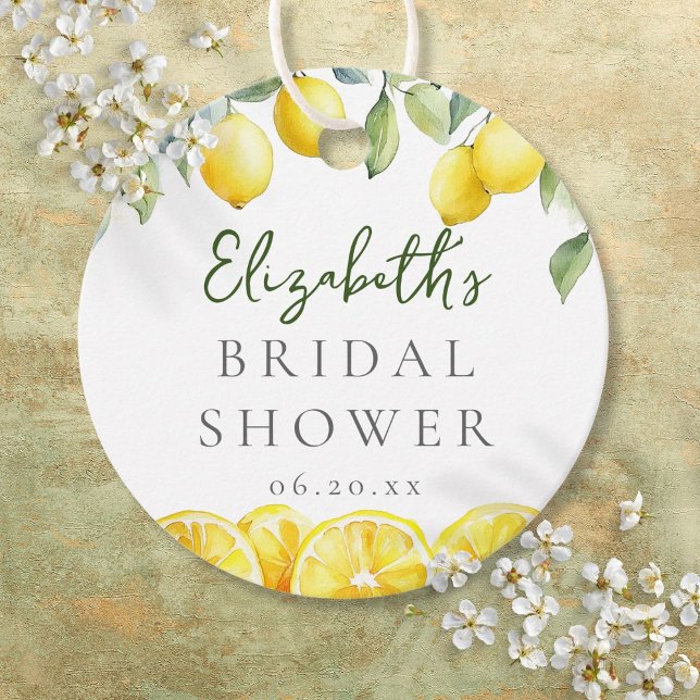 Étiquettes Cadeau Lavage à l'eau Jaune Citron Citron Mariage (Watercolor Yellow Lemon Citrus Bridal Shower Favor Tags)
