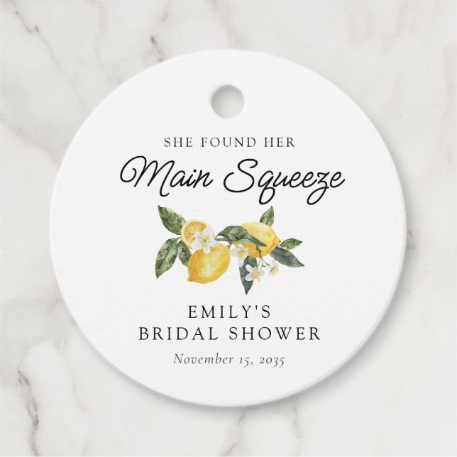 Étiquettes Cadeau Lavage de mariage Lemon Citrus Main Squeeze (Devant)