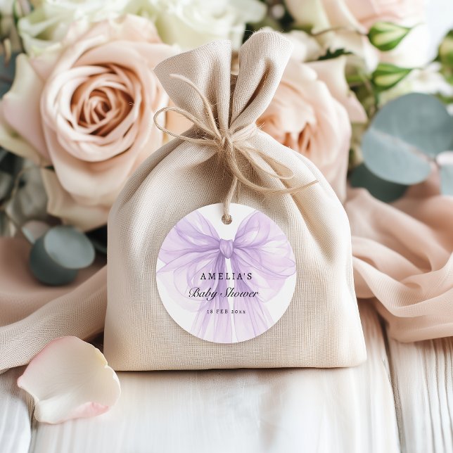 Étiquettes Cadeau Lavande Bow Féminin Transparent  (Créateur téléchargé)