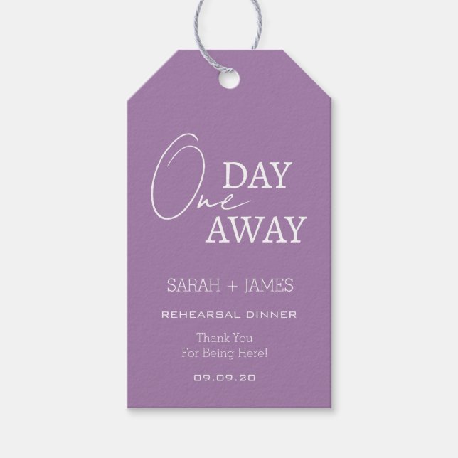 Étiquettes-cadeau Lavande Classique Un Jour Avant Le Dîner De Répéti (Devant)