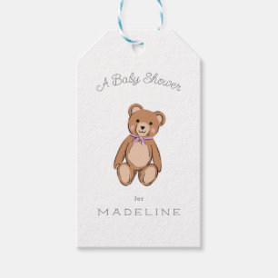 Étiquettes-cadeau Lavande d'ours en peluche classique Baby shower po