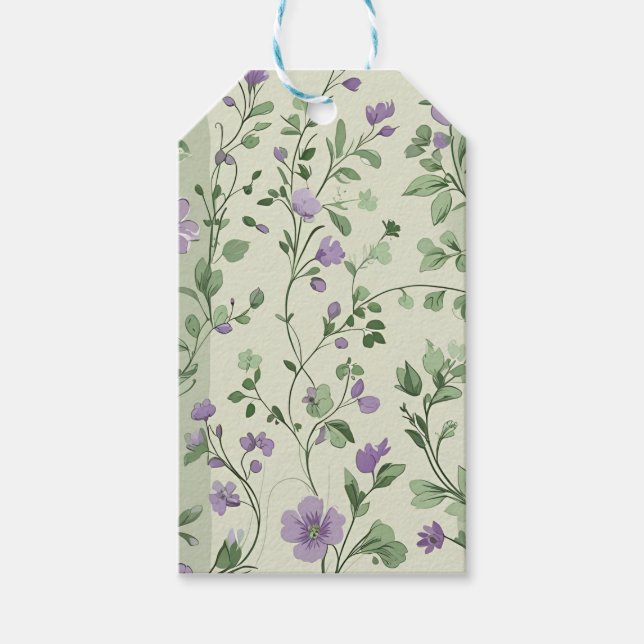 Étiquettes-cadeau Lavande et design botanique vert (Devant)