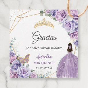 Étiquettes Cadeau Lavande Lilac violette Floral Quinceañera Princess