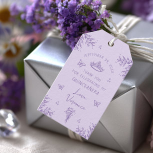 Étiquettes-cadeau Lavande personnalisée Lilac Quinceañera Favoriser