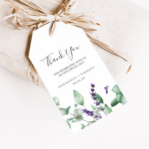 Étiquettes-cadeau Lavande rustique et Merci Eucalyptus privilégient