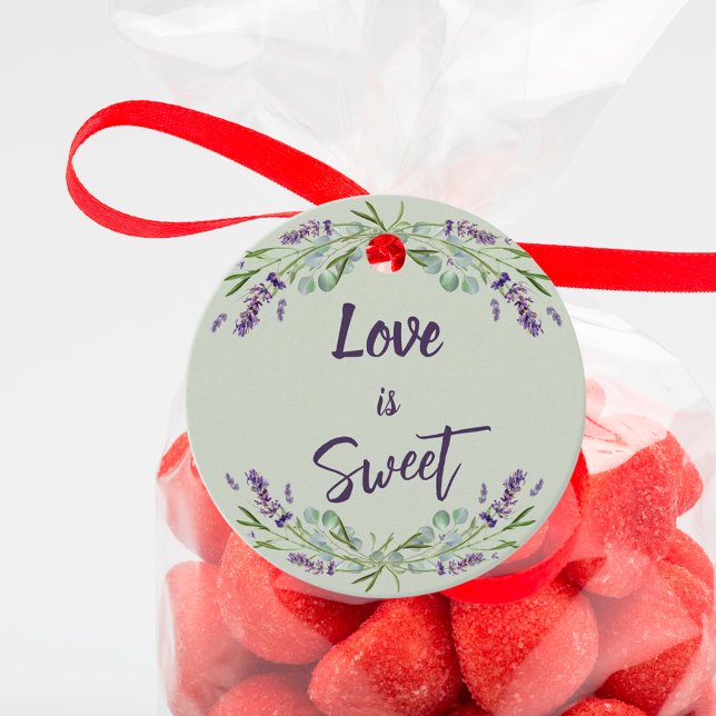 Étiquettes Cadeau Lavande sauge vert amour est Sweet mariage faveur (Créateur téléchargé)