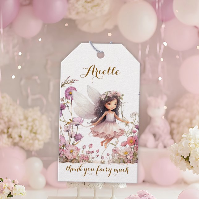 Étiquettes-cadeau Lavender Fairy fleur sauvage anniversaire merci (Créateur téléchargé)