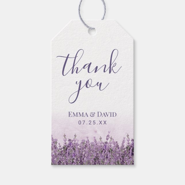 Étiquettes-cadeau Lavender Floral Élégant Mariage Faveur (Devant)