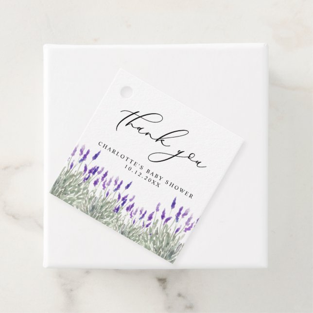 Étiquettes Cadeau Lavender Lila Greenery Baby shower neutre pour les (En situation)