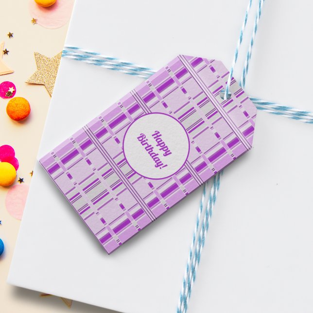 Étiquettes-cadeau Lavender moderne Motif rose rayures (Créateur téléchargé)