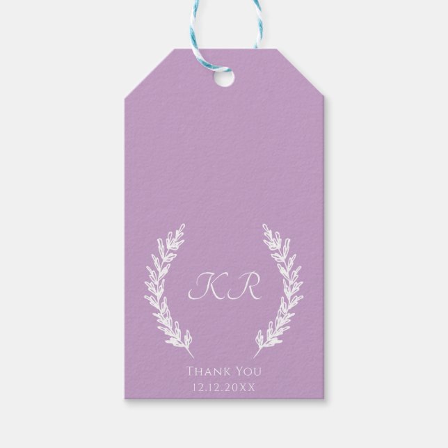 Étiquettes-cadeau Lavender Monogramme Élégant Mariage moderne (Devant)