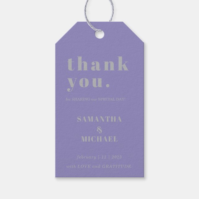 Étiquettes-cadeau Lavender Silver Simple Classic Wedding Thank You (Devant)