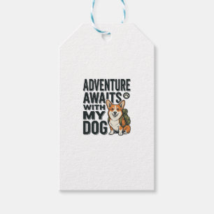 Étiquettes-cadeau L'aventure attend avec mon chien design de randonn