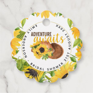 Étiquettes Cadeau L'aventure Attend Fleurs de Tournesol Rustiques Ba