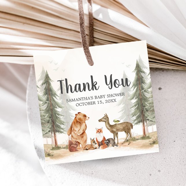 Étiquettes Cadeau L'aventure Attend la Fête de Bébé en Forêt (Woodland Baby Shower Favor Tags)