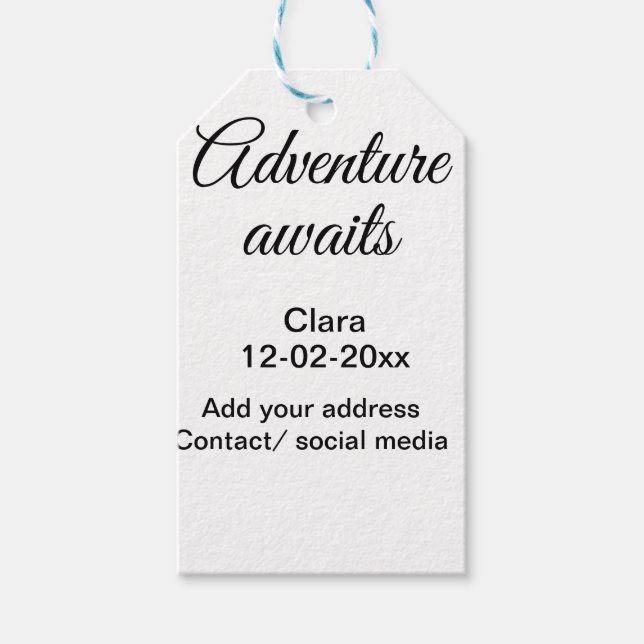Étiquettes-cadeau L'aventure commence ajouter nom date année lieu (Devant)