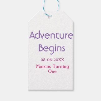 Étiquettes-cadeau L'aventure commence date de naissance simple min