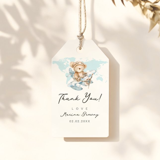 Étiquettes-cadeau L'aventure vous attend, Avion Flying Bear (Créateur téléchargé)