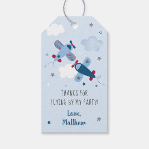 Étiquettes-cadeau L'avion étoiles nuages Anniversaire Merci