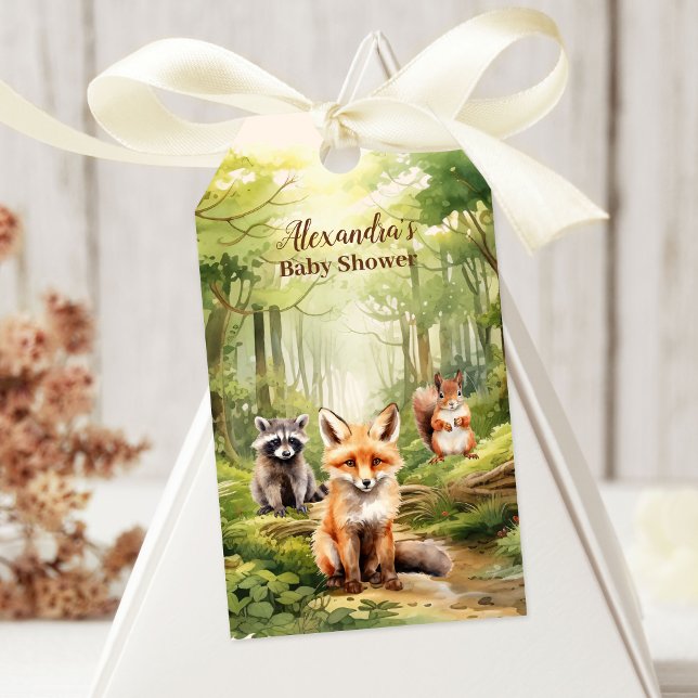 Étiquettes-cadeau Le Baby shower des animaux des bois (Créateur téléchargé)