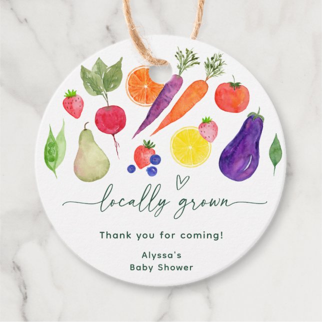Étiquettes Cadeau Le Baby shower des fermiers cultivés localement (Devant)