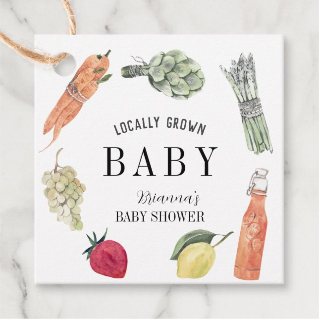 Étiquettes Cadeau Le Baby shower des fermiers cultivés localement (Devant)