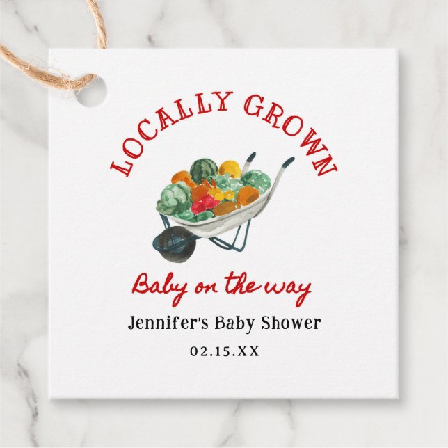 Étiquettes Cadeau Le Baby shower des fermiers cultivés localement (Devant)